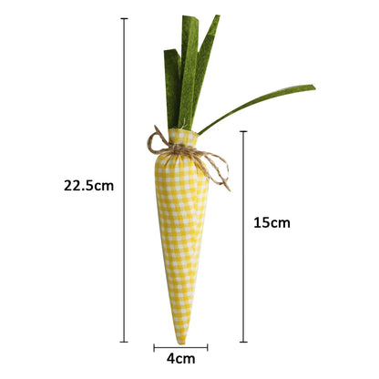 3 Peças de cenouras falsas de páscoa de 19 cm, tecido de decoração de cenoura