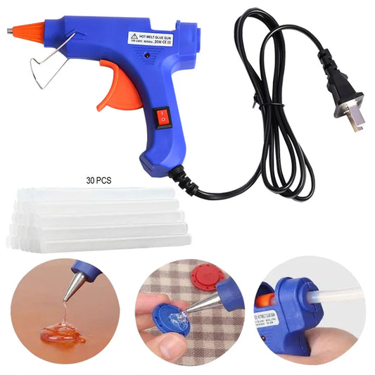 Pistola de cola quente portátil de 20W com 12 bastões de cola portátil Mini pistola de cola