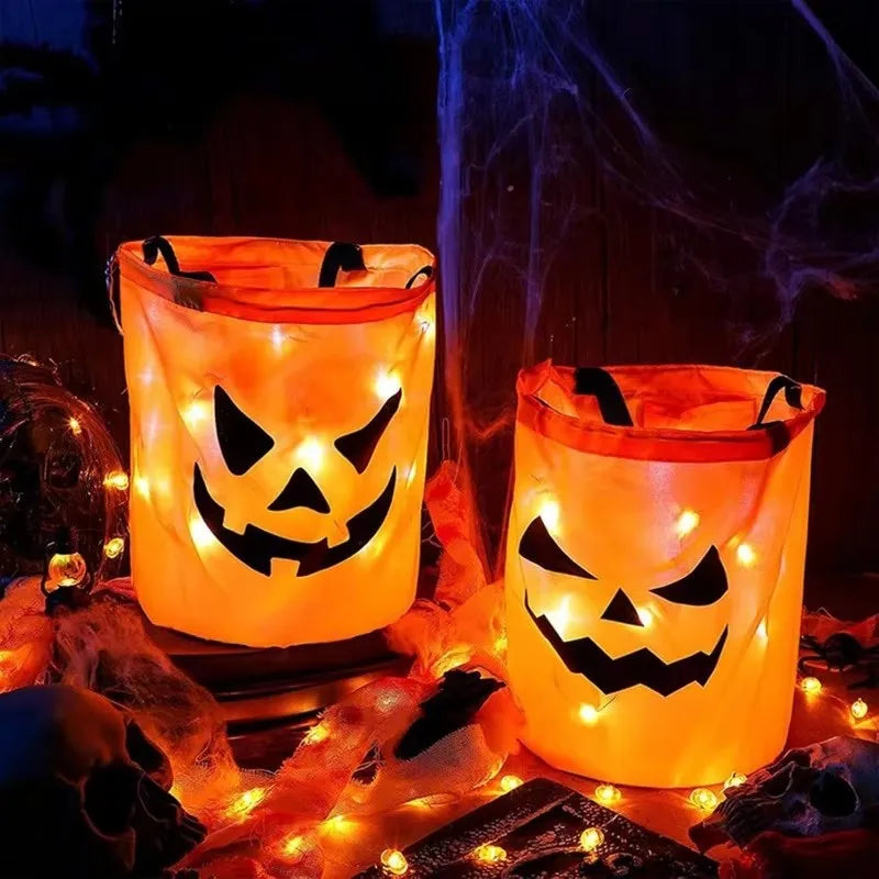 Cesta Dobrável Halloween 1 peças de luz de LED, sacos de doces ou travessuras Halloween