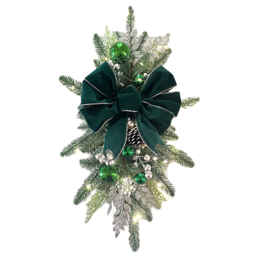 Guirlanda de Natal artificial pré-iluminada 1 unidades, lágrima de Natal sem fio com pinha