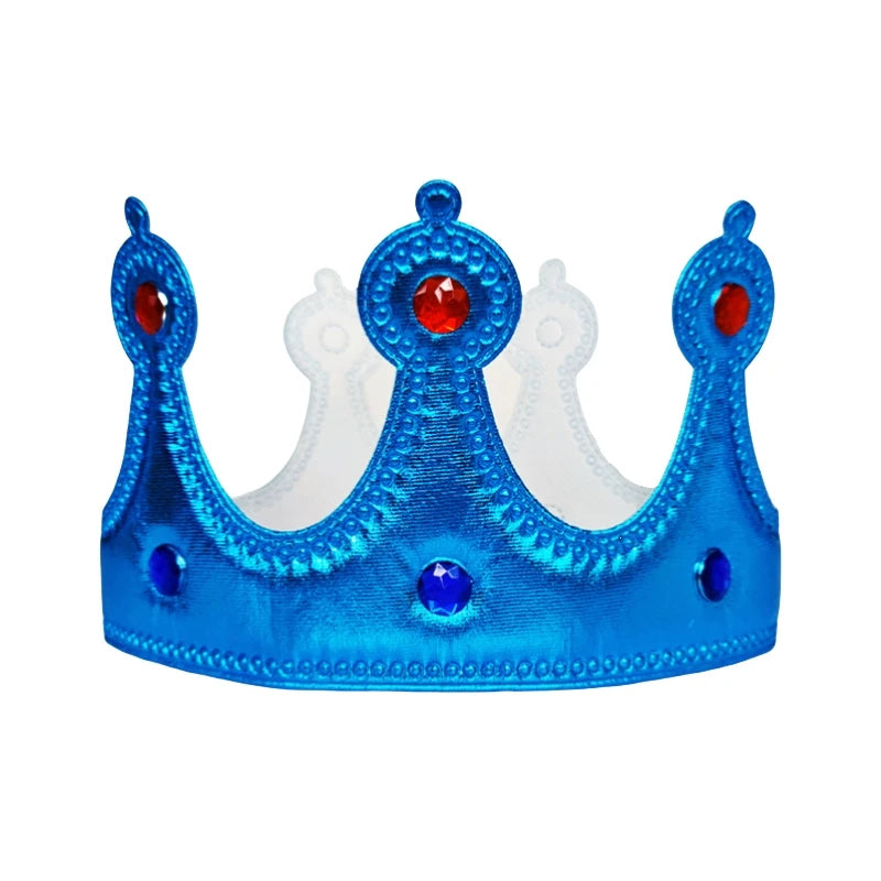Coroa para Cabeça Festa Reinado do Masculino e Feminino Azul - 1 unidades