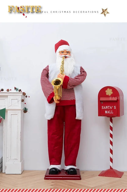 Papai Noel Dançante Animado Shopping Em Tamanho Real, Papai Noel Dançante Cantando