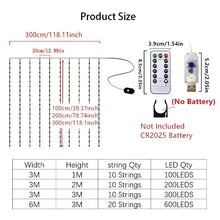 Carregar imagem no visualizador da galeria, Cortina luz led pisca ou fixa 300 leds 3x3m Natal Festas Decorações USB  (Branco frio)
