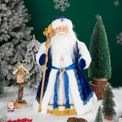 Papai Noel Grande Muñeco Cajado Azul Claro Figura do Papai Noel Ded Moroz Natalino