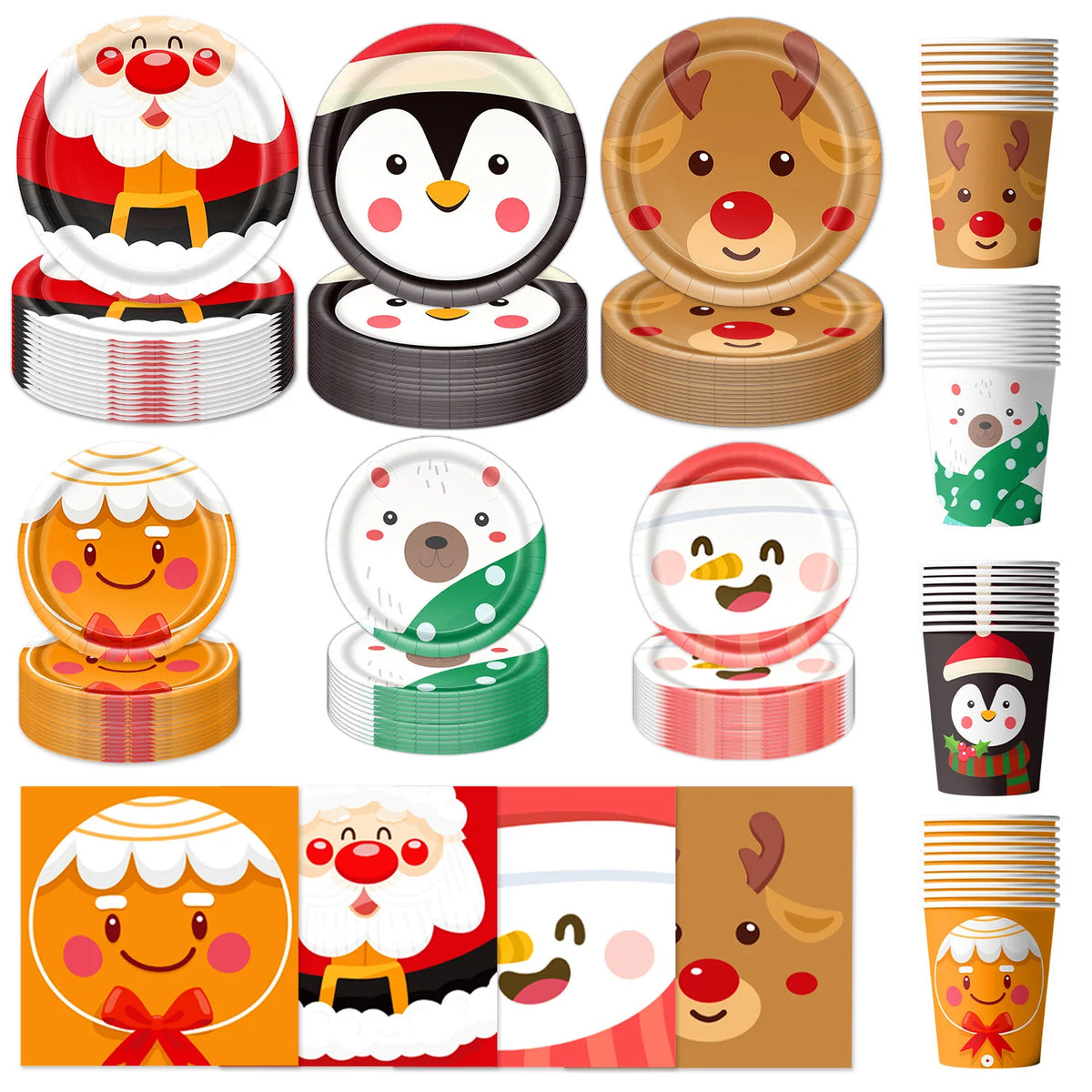 kits Enfeites Natal 40 Pratos Descartáveis Natal 23cm 40 peças 9 Polegadas Conjunto de Pratos Descartáveis