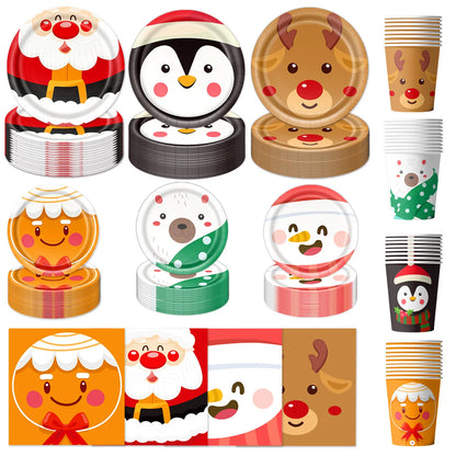 kits Enfeites Natal 40 Pratos Descartáveis Natal 23cm 40 peças 9 Polegadas Conjunto de Pratos Descartáveis