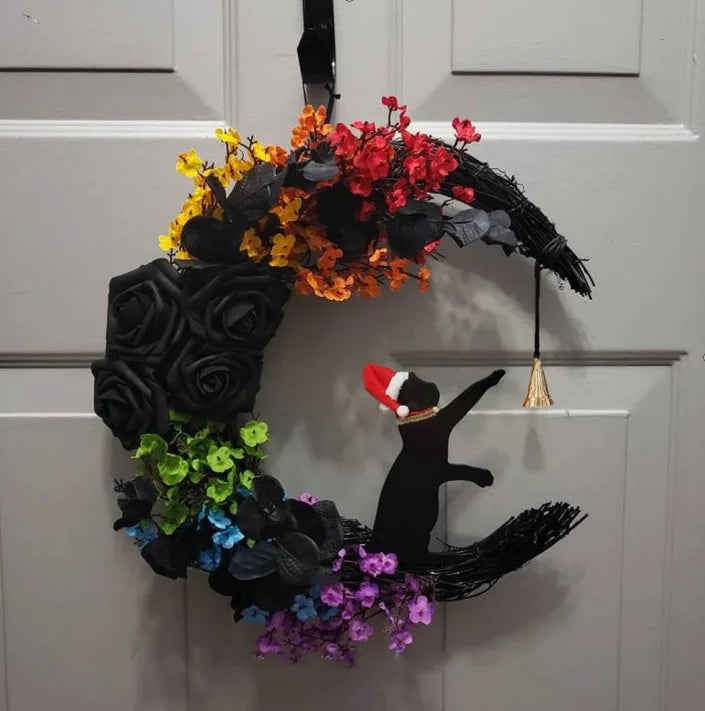 Guirlanda de Halloween, guirlandas de 14 polegadas para decoração bruxa na porta pendura
