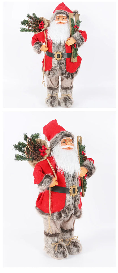 Boneco de Papai Noel em pé, enfeite de Natal para festa de Natal, lareira e férias 40cm