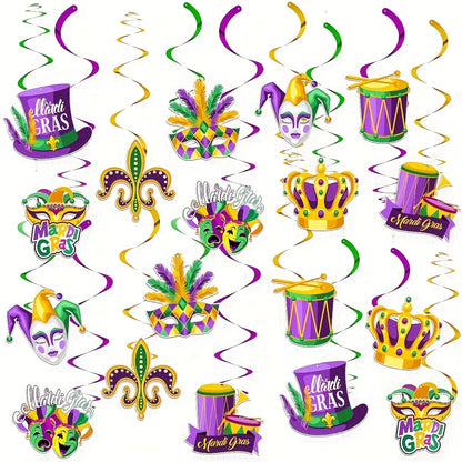 Decorações de redemoinho para pendurar no carnaval - 36 peças máscara coroa carnaval