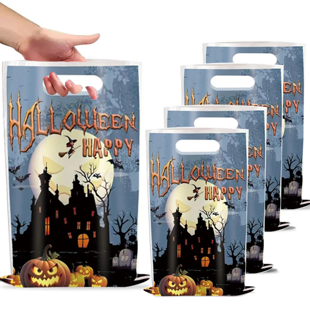 Sacolas Plásticas para Guloseimas e Presentes de Halloween, Sacolas de "Doces ou Travessuras"