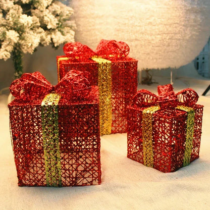 Caixas de presente, decorações de Natal, conjunto de 3 caixas vermelhas festa e feriado