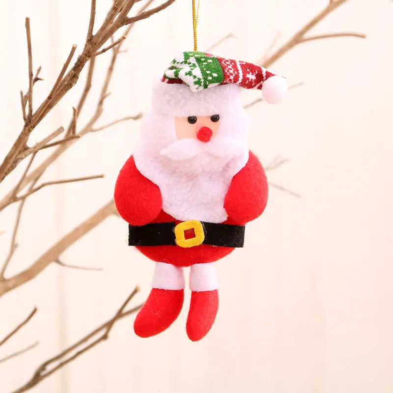 Kits Enfeites Natal Pelúcia Papai Noel e Neve Rena e Urso com Roupinha Verde e Vermelho