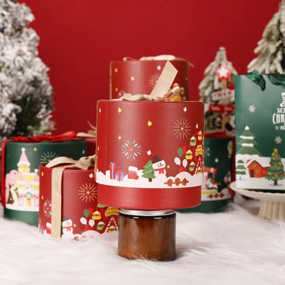 Caixa de Presente Cilíndrica de Doces de Natal, Embalagem Sobremesa Mousse Qualidade
