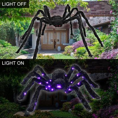 Aranhas Grandes Iluminadas de Halloween Adereços de Aranha Peluda Realista Halloween