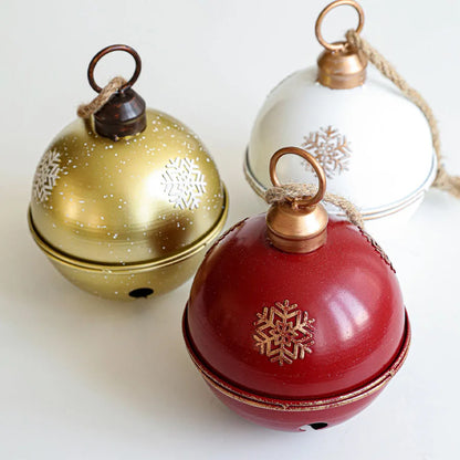 Bola De Natal Guizo Vermelho Em Metal Com Cordinha Enfeite 16cm - Grillo