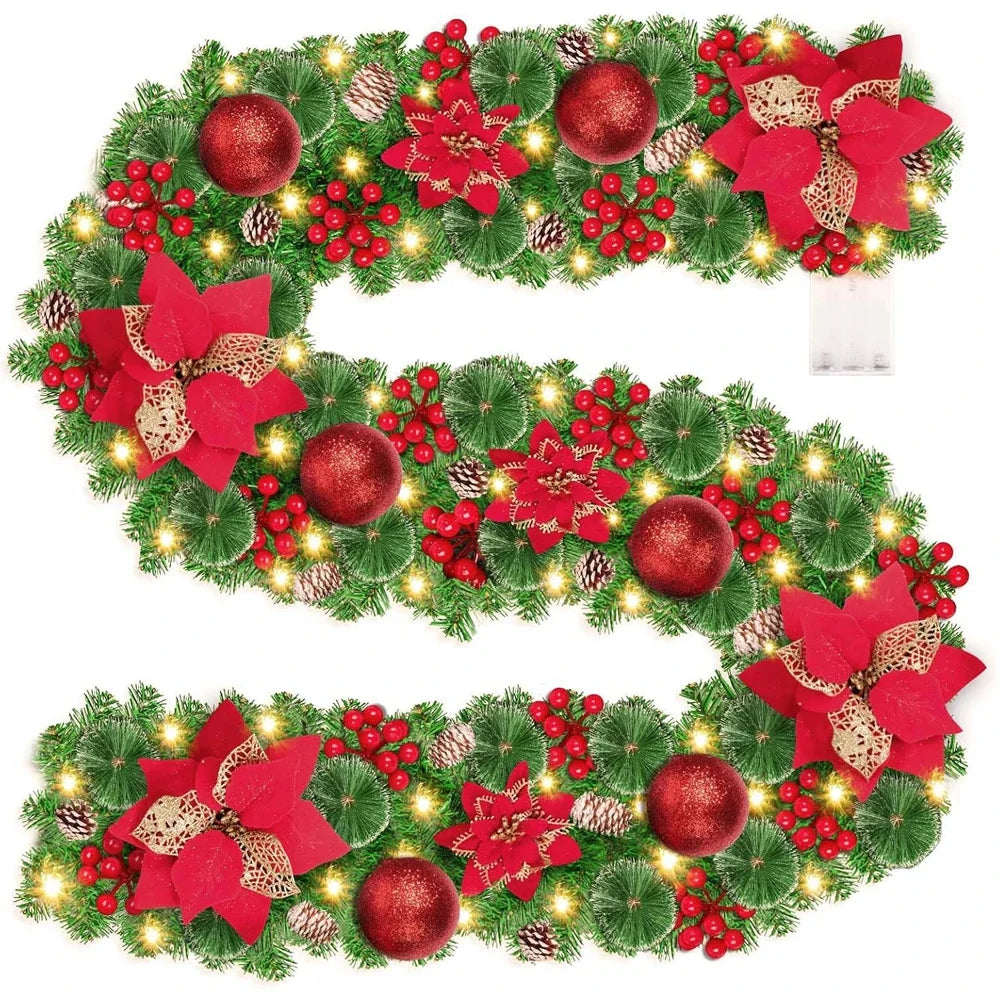 Guirlanda de Natal Comprimento 1 x 2,7 m LED Rattan Guirlanda de Natal para Mesa