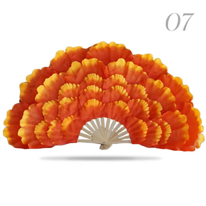 Leque Retrô Dobrável Peônia Flor Fã de seda dança, fã dança nacional, ventilador dobrável