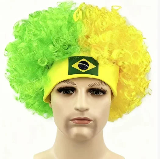 Peruca Copa Do Mundo Acessório De Torcida Ultra Leve E Respirável Acabamento Visual