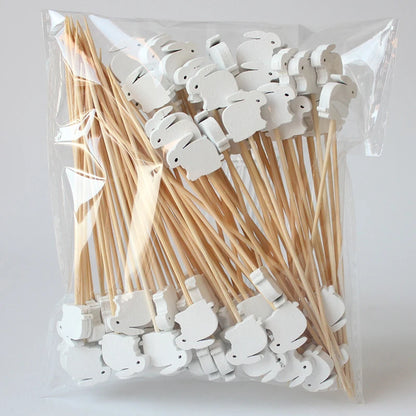 Palitos Páscoa Coelho 100 Peças Palhetas de Frutas de Coelho de Páscoa, Palitos Coquetel