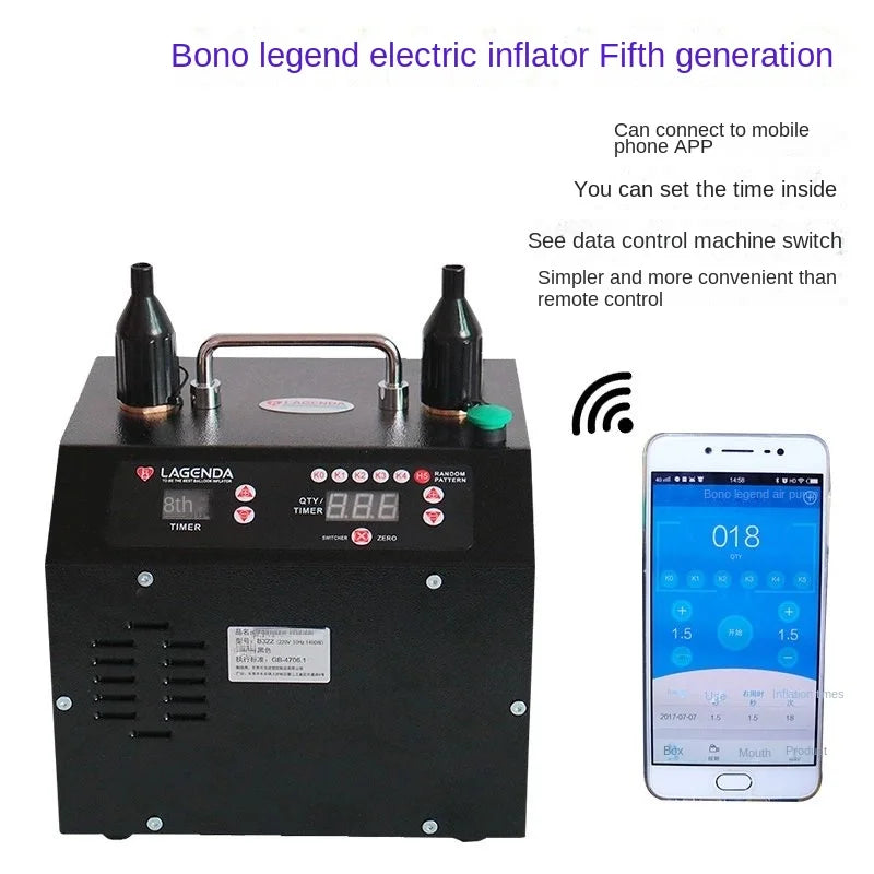 Inflador Elétrico de Balões Lagenda B322 (Terceira Geração / Versão Digital com Bico Duplo)