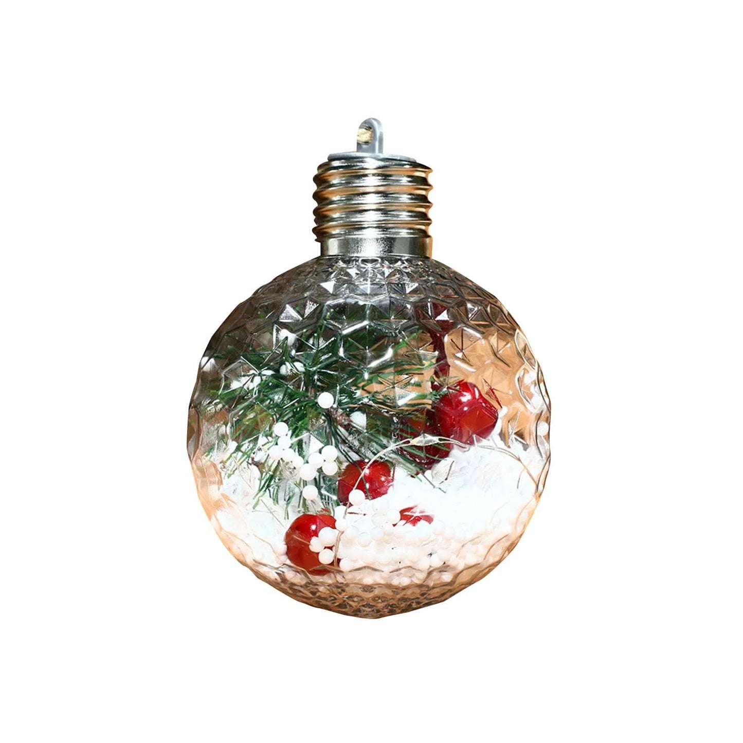 Lâmpada plástico transparente pendurar 1 esferas LED Luzes de Natal Esferas de Natal LED