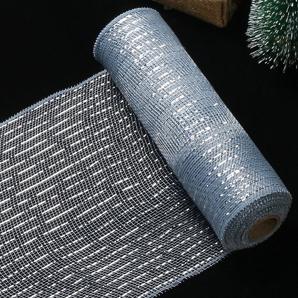 Fita de Malha de Natal Rolo de Tule com Glitter para Árvore e Guirlanda