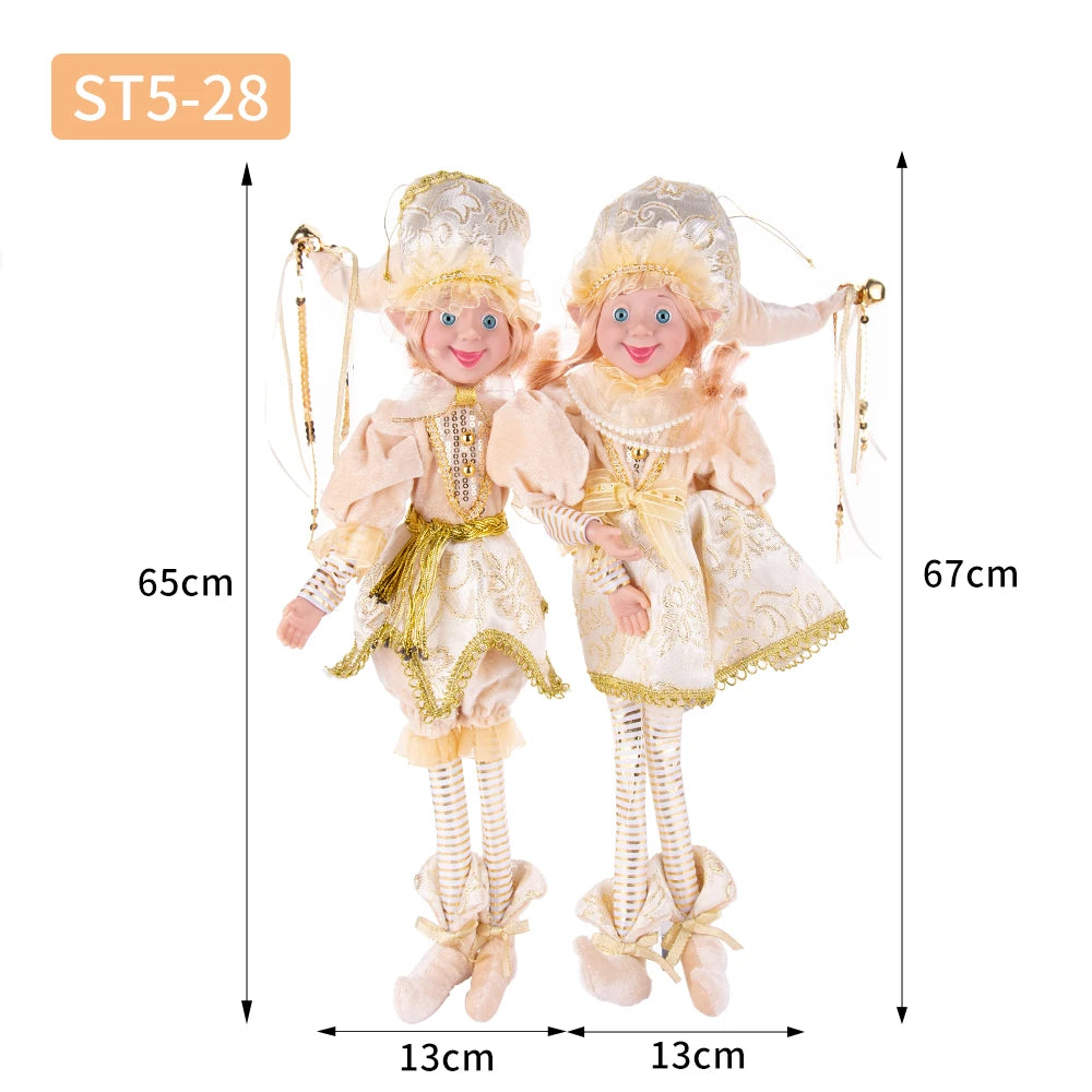 Conjunto de 2 elfos de Natal de 66 cm, adorável elfos vermelhos e verdes para pendurar