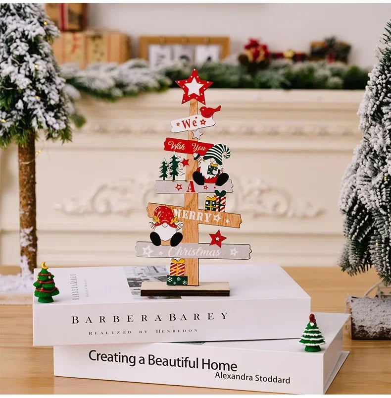 Árvore de Natal de mesa faça você mesmo, placa decorativa de madeira para Nata