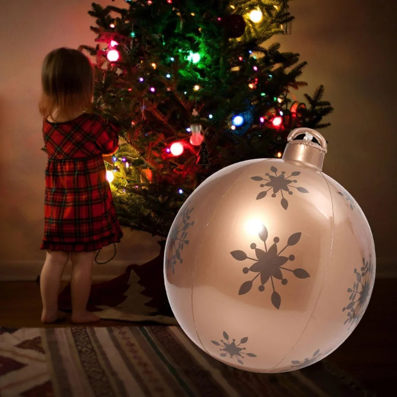 Enfeites de bola inflável de Natal de 60 cm, enfeites de bola infláveis de Natal