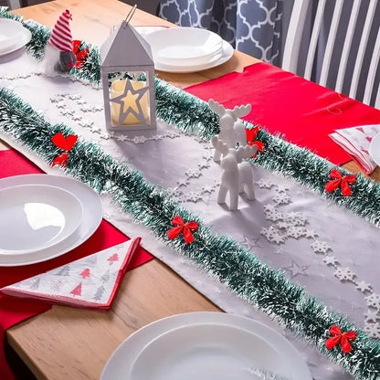 Guirlanda de Natal de 10 metros em 5 peças, guirlanda verde para árvore de Natal, guirlanda