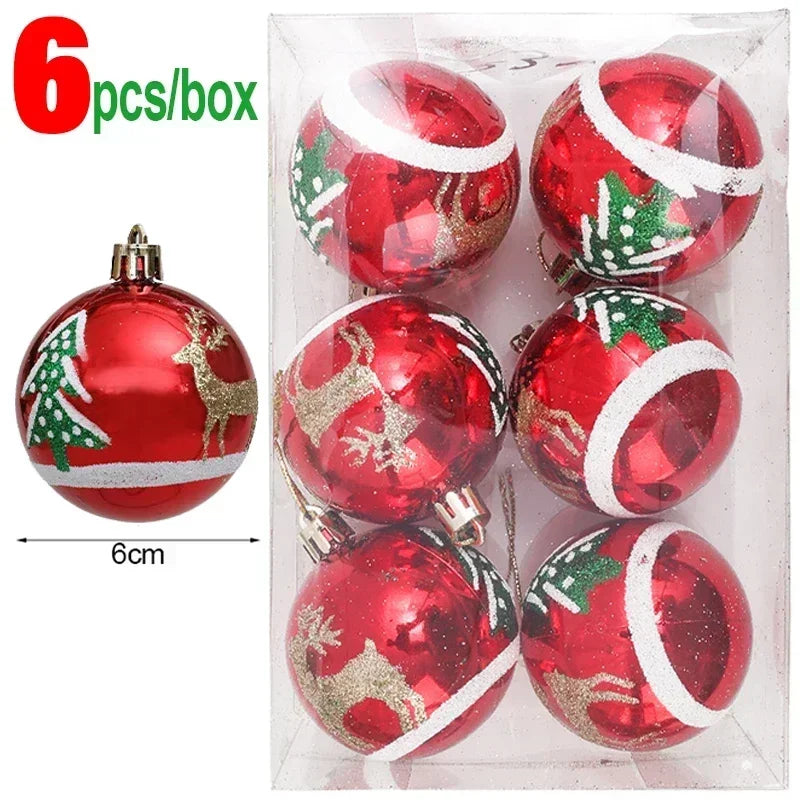 Bola Árvore de Natal Colorida Pintura 24 Peças de Enfeites de Bola de Natal, 6 cm Enfeites