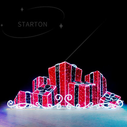 Caixa de Presente Decorativa RGB para Natal, Caixa de Presente Iluminada LED