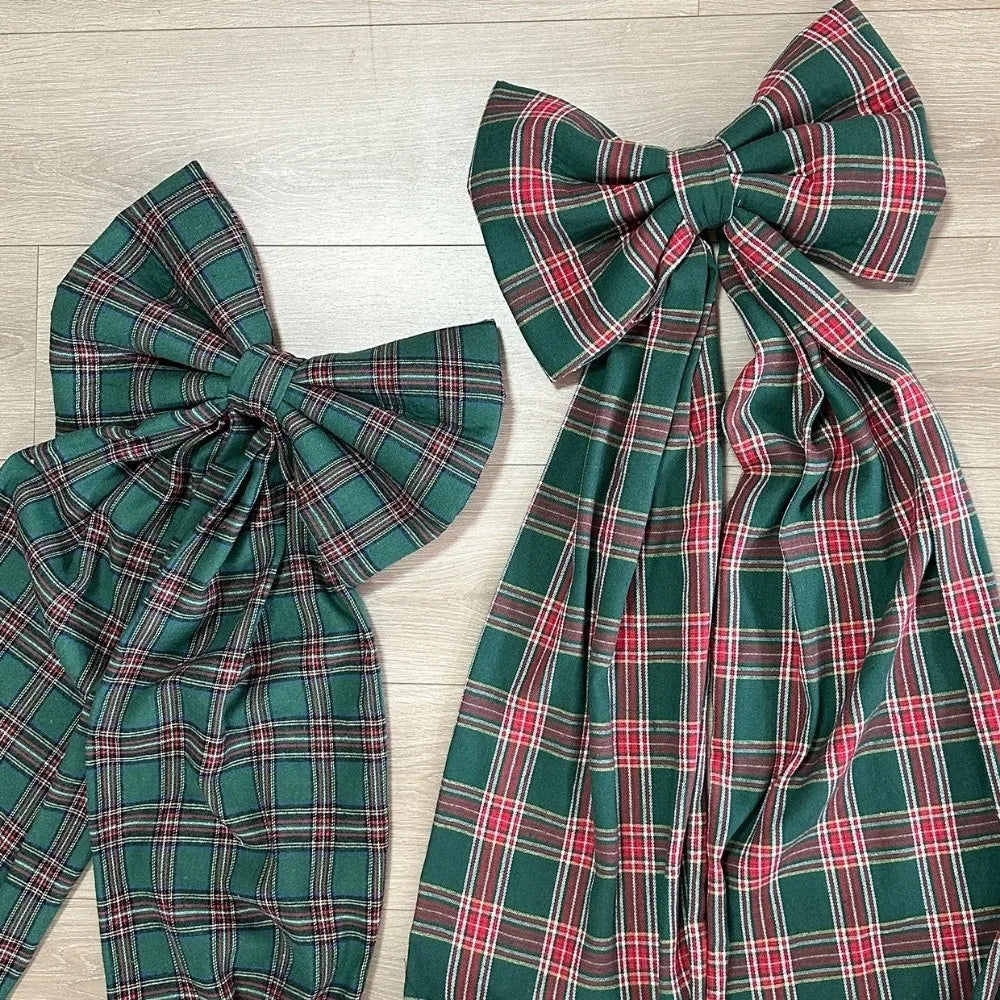 Laço Vermelho Gigante para Shopping, Laços Decorativos de Natal Grandes Fitas Longas Estilo Tartan ou Xadrez
