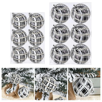Bolas Natal Preto Branco Decoração de Natal Decorativa de 6 cm/6 Peças ou 8 cm/6 Peça