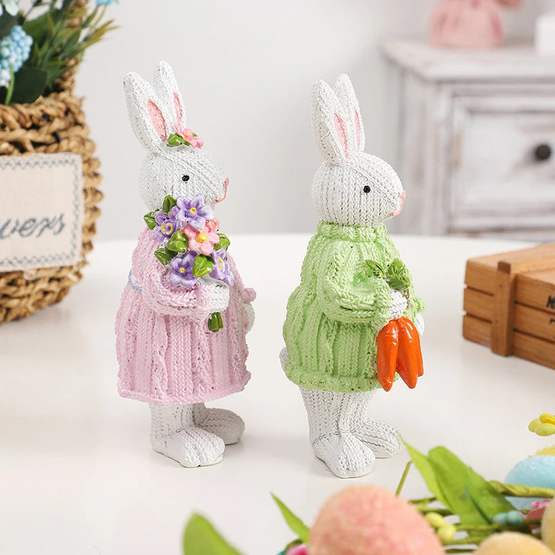 Boneco Coelho da Páscoa Roupas Coelhinhos de resina artesanais em formato de cenoura