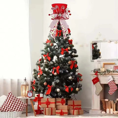 Topo de Árvore de Natal Chapéu de Árvore de Natal de Bengala Doce, Chapéu de Topo de Árvore Vermelho