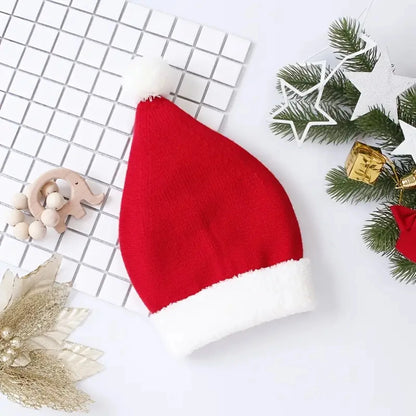 Gorros de malha fofos para meninos e meninas, gorro de Natal quente aba orelha