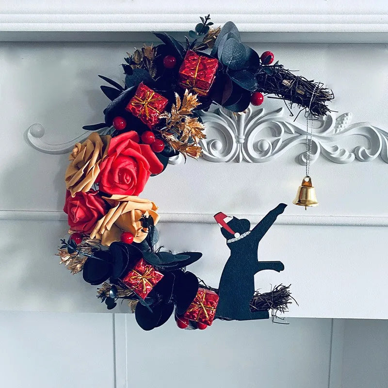 Guirlanda de Halloween, guirlandas de 14 polegadas para decoração bruxa na porta pendura