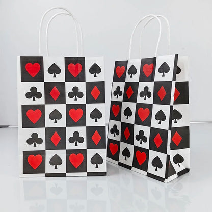 Bandejas de comida de papel festa de cassino, preto, vermelho, estampado e descartável