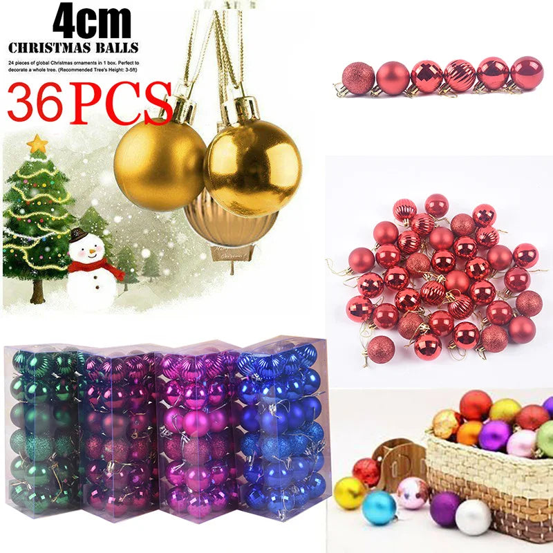 Bola de Natal conjunto de 36 peças de enfeite de árvore de Natal de 4 cm para aumentar