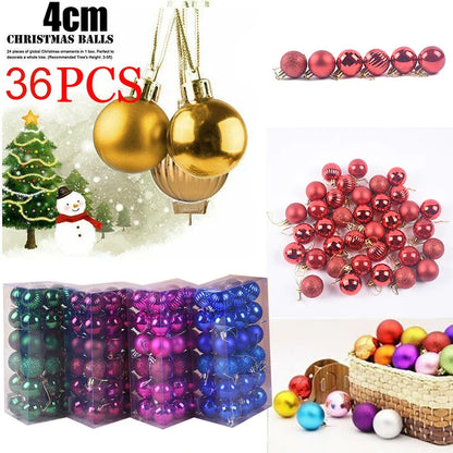 Bola de Natal conjunto de 36 peças de enfeite de árvore de Natal de 4 cm para aumentar
