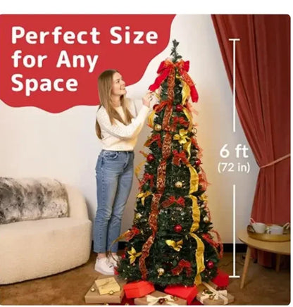 Árvore de Natal Premium Com Enfeites e Pisca Pisca de 1.8m/47 Polegadas 400 Galhos