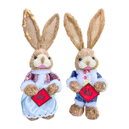 Casal De Coelhos De Páscoa Decoração Enfeite Coelhinhos - 35cm