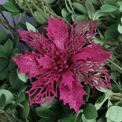 Flores pingente glitter natal 10 Peças natal de simulação de plástico decorativa de flores