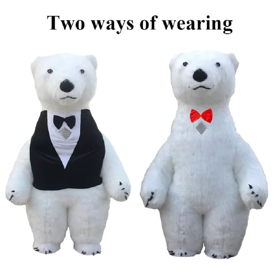 Fantasia Urso Polar Inflável Natal Mascote Traje kit Completo Mascote para Natal
