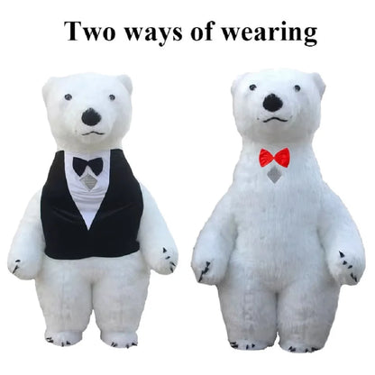 Fantasia Urso Polar Inflável Natal Mascote Traje kit Completo Mascote para Natal