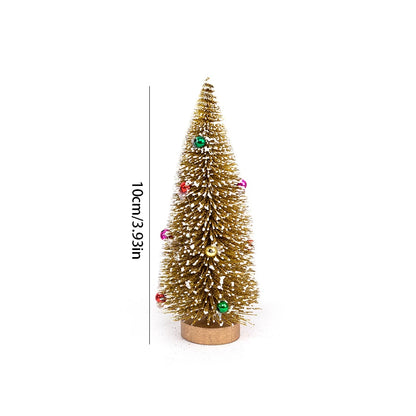 Árvores de Natal em Miniatura de Mesa - Pinheiro Artificial com Base de Madeira, Enfeite