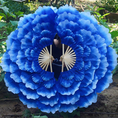 Leque Retrô Dobrável Peônia Flor Fã de seda dança, fã dança nacional, ventilador dobrável