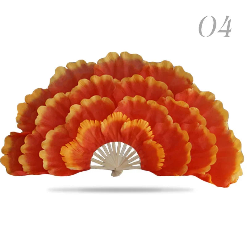 Leque Retrô Dobrável Peônia Flor Fã de seda dança, fã dança nacional, ventilador dobrável