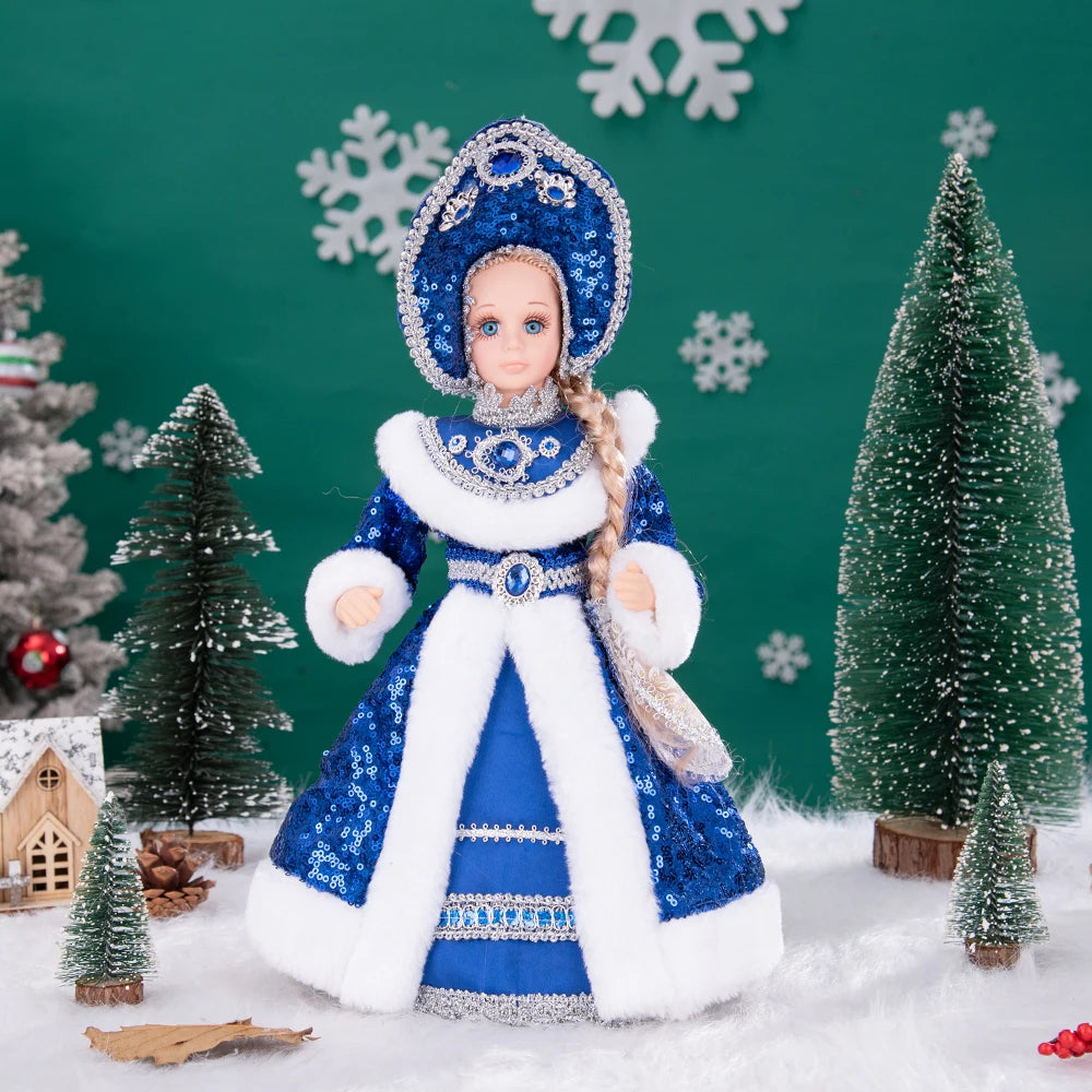 Papai Noel Grande Muñeco Cajado Azul Claro Figura do Papai Noel Ded Moroz Natalino